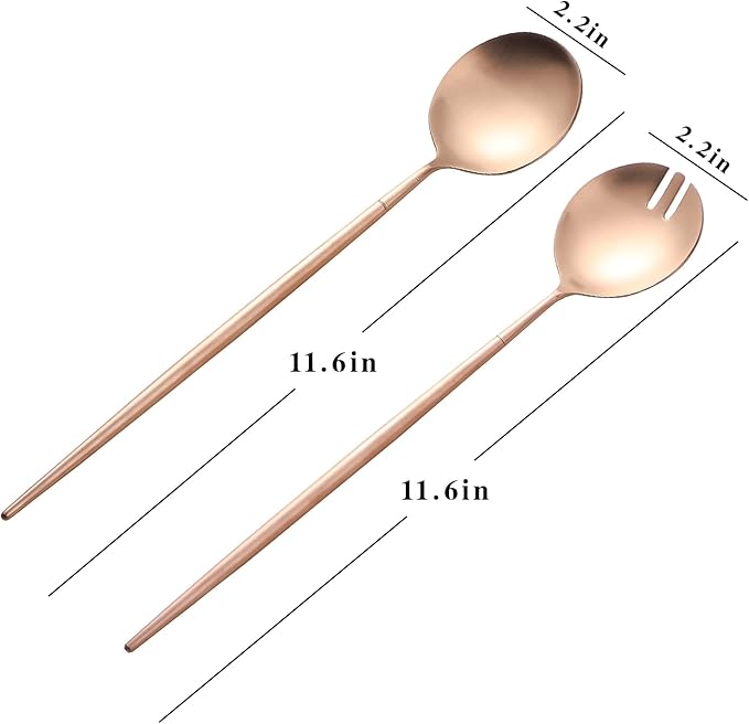 Salad Servers,Spoon and Fork Set 11.41 inch,18/10 Stainless Steel Salad Serving Titanium Plating