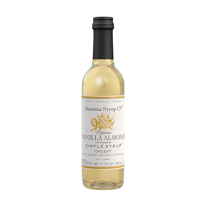 Sonoma Syrup Co. Vanilla Almond Infused Simple Syrup 12.7 fl oz | for Cocktails, Tea, and Baking |