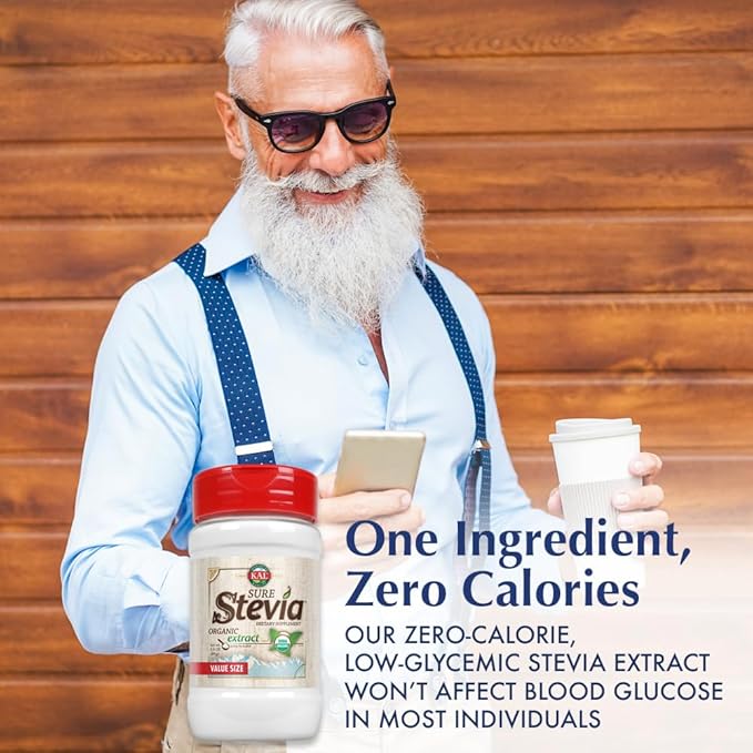 KAL Sure Stevia Extract, Organic Stevia Powder, Low Carb, Zero Calorie Sweetener, Keto Friendly