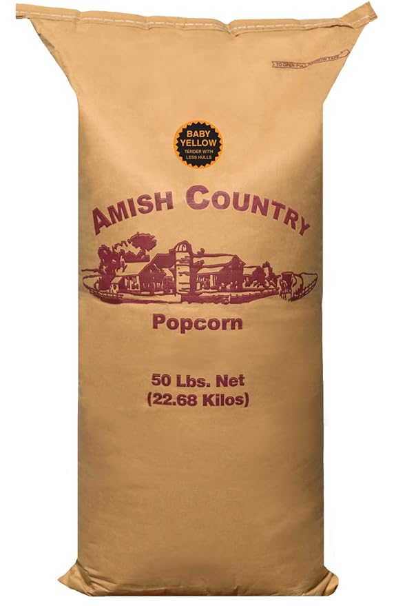 Amish Country Popcorn | 50 LB Baby Yellow Popcorn | Old Fashioned, Non-GMO and Gluten Free (50lb