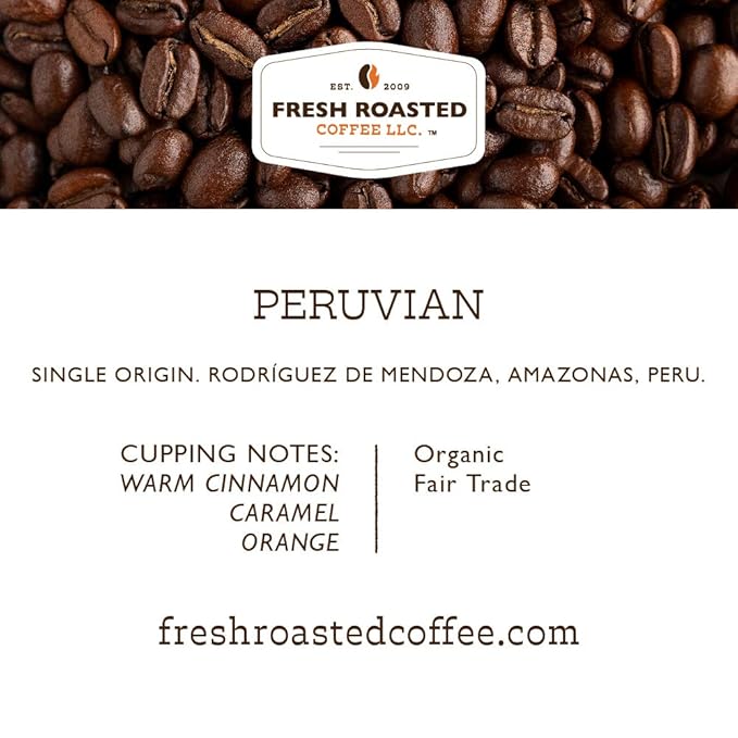 Fresh Roasted Coffee, Organic Peru | Mold & Myco 3rd Party Tested, USDA Organic, Kosher | Med Roast