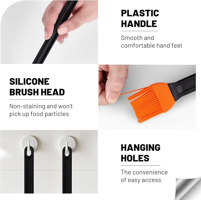 AmoreAngel CRAFTS 14 Inch Two Tone Silicone Basting Brush, Grill Brush with Non Slip Grip Long