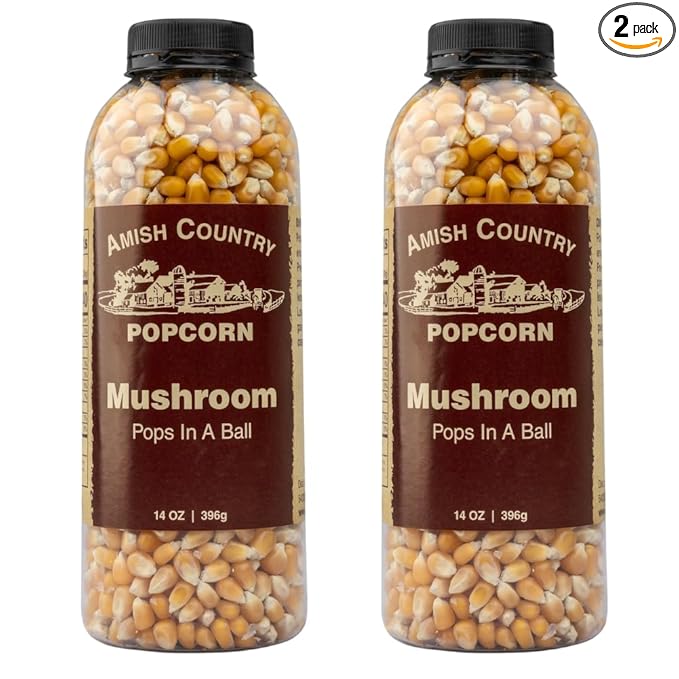 Amish Country Popcorn | 2-14 oz Bottles | Mushroom Popcorn Kernels | Old Fashioned, Non-GMO and
