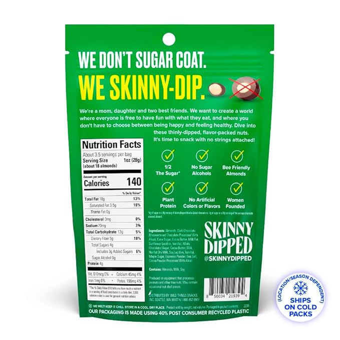 SkinnyDipped Peppermint and Mocha Splash Almonds Variety Pack Bundle, Healthy Snack, Plant Protein