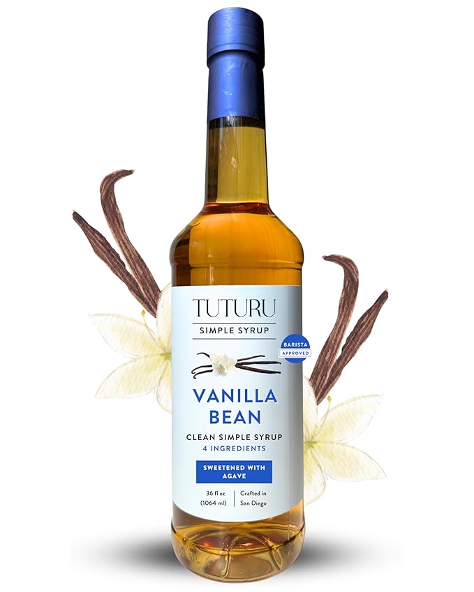 Vanilla Bean Agave Simple Syrup for Coffee & Cocktails - Sweetened with Organic Agave Nectar