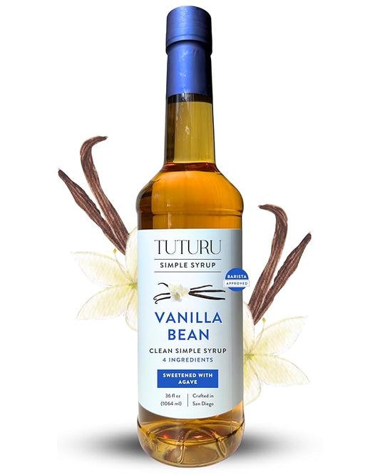Vanilla Bean Agave Simple Syrup for Coffee & Cocktails - Sweetened with Organic Agave Nectar