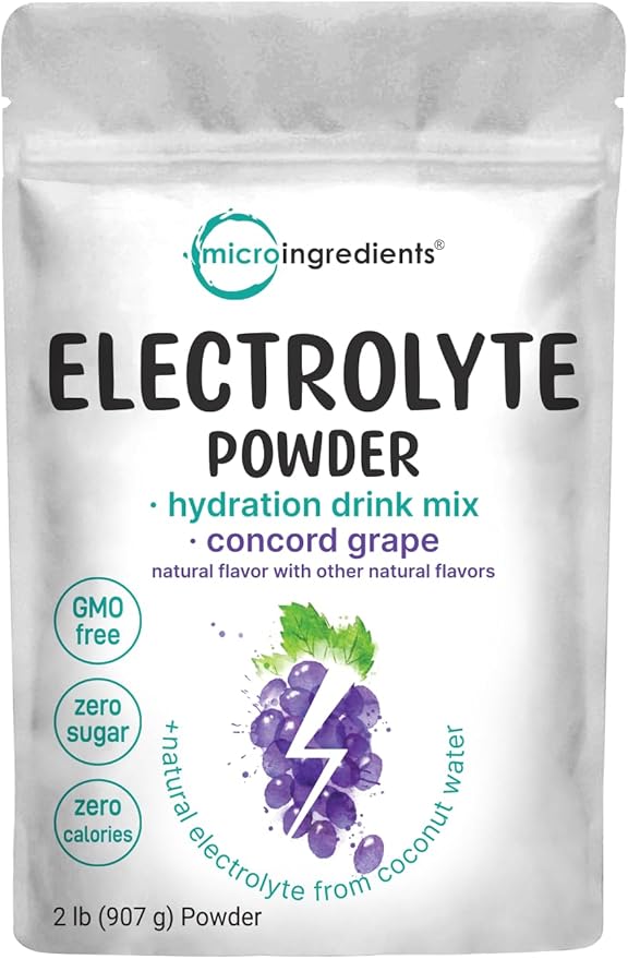 Micro Ingredients Hydration Electrolyte Powder, 2 lb (139 Servings) | Concord Grape Flavor | High