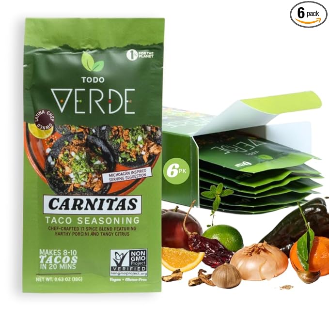 Carnitas Healthy Taco Seasoning Packets - Todo Verde Mexican Seasoning Mix | Chef Curated Taco