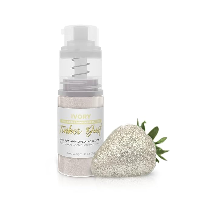 Bakell - Ivory Tinker Dust (4g, 1x Mini Spray Pump) Edible Glitter for Food, Desserts, and