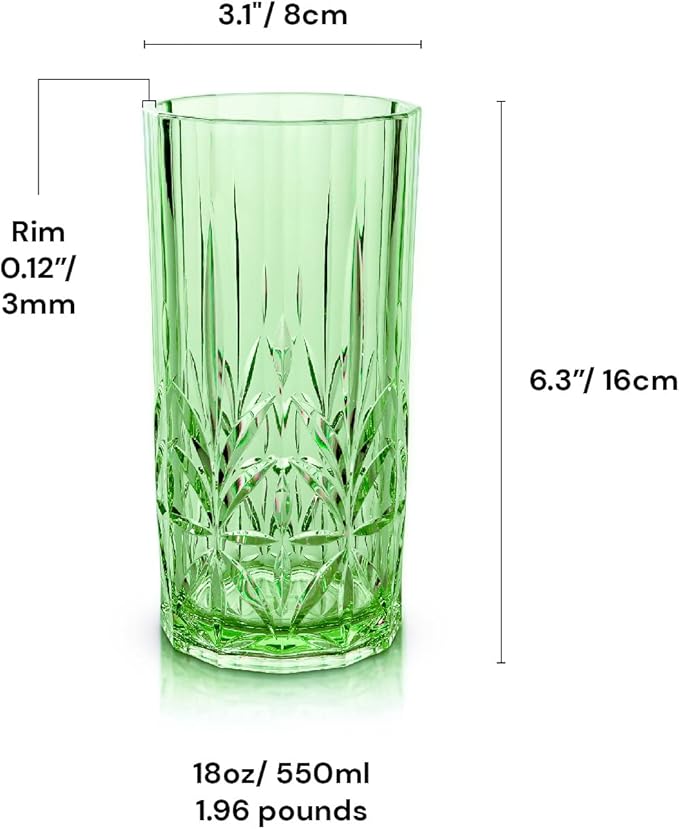 BELLAFORTE Shatterproof Tritan Tall Tumbler, Set of 4, 18oz - Myrtle Beach Drinking Glasses