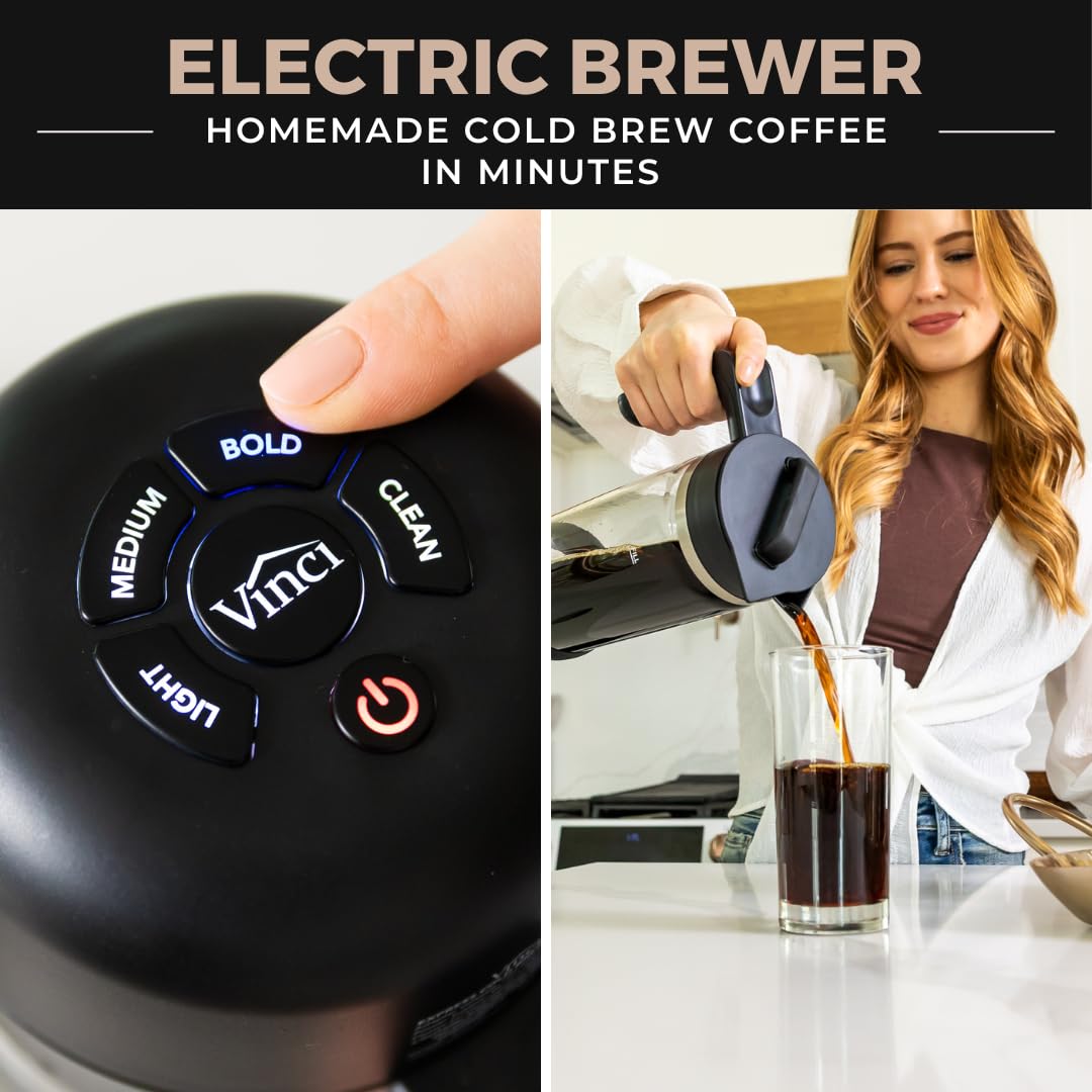 VINCI Express Electric Cold Brew Coffee Maker, 10-Minute Fast Brewer (47oz)