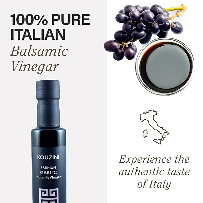 Kouzini Ultra Premium Garlic Balsamic Vinegar, Aged Balsamic Vinegars from Modena, Italy, Premium