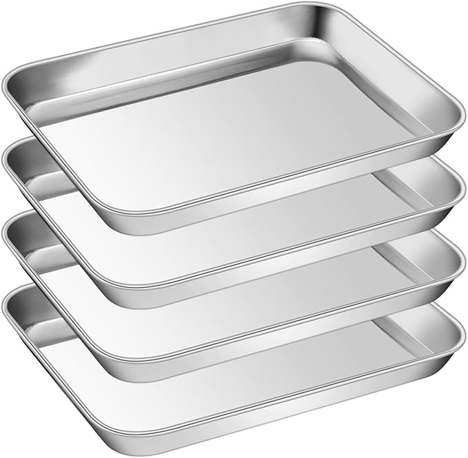 P&P CHEF 9 Inch Baking Cookie Sheet, Oven Pan Tray Stainless Steel Sheet Pan for Kitchen, Oven