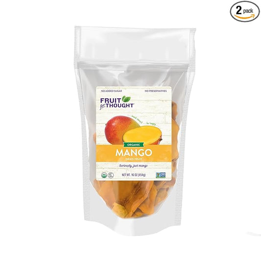 Fruit for Thought Organic Dried Mango | Dried Fruit Snack Packs Ideal for the Family | No Sugar