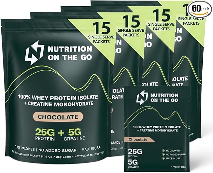 Travel Whey Protein Isolate Packets ??Single-Serve Protein Powder ??25g Protein + 5g Creatine