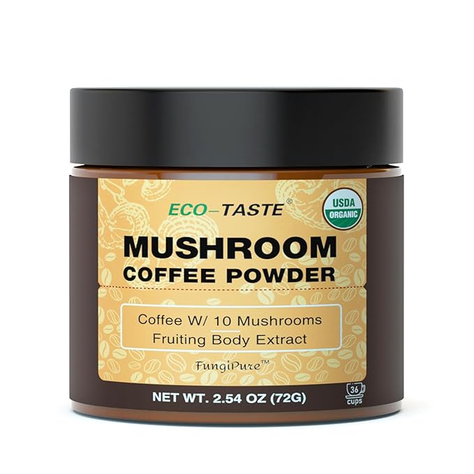 Organic Mushroom Coffee – 30% Beta-Glucans, Arabica Instant Coffee Infused with Fungipure™