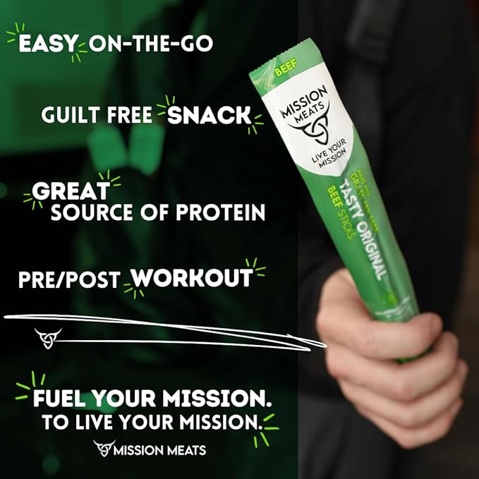 Mission Meats Beef Sticks – 100% Grass Fed & Pasture Raised, Sugar Free, Individually Wrapped