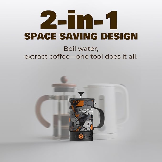 Electric French Press Coffee Maker, 120V Boil Water & Press Coffee 2-in-1, Portable Design for