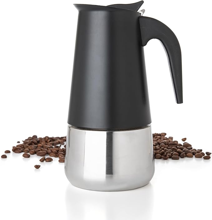 Mixpresso Black 6 Cup Greca Stovetop Espresso Pot 300ml/10oz, Moka Pot with Coffee Percolator