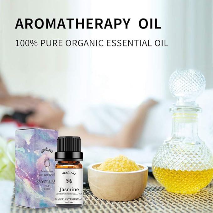 yethious Jasmine Essential Oils for Diffuser & Aromatherapy Pure Jasmine Oil for Skin Organic