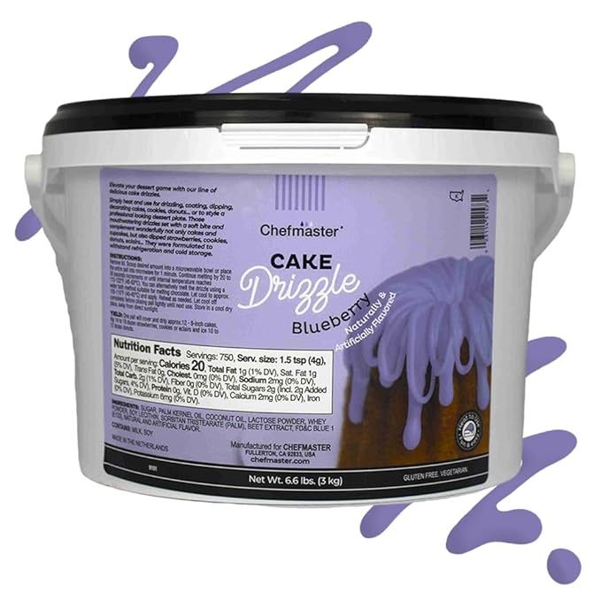 Blueberry-Flavored Cake Drizzle by Chefmaster, Edible Cake Drip Frosting for Decorating, Drip for