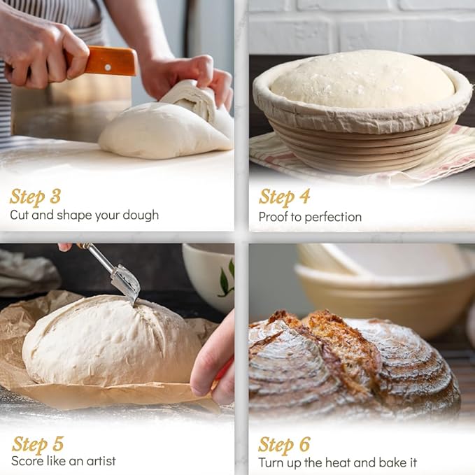 Superbaking Banneton Bread Proofing Basket, Sourdough Bread Baking Supplies, Round 9 Inch Sourdough