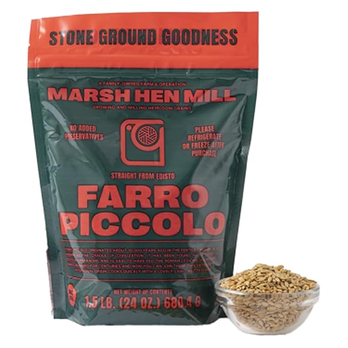 Marsh Hen Mill Farro Piccolo Semi Pearled Ancient Grains | Fast Cooking Farro Grain Organic | Ideal