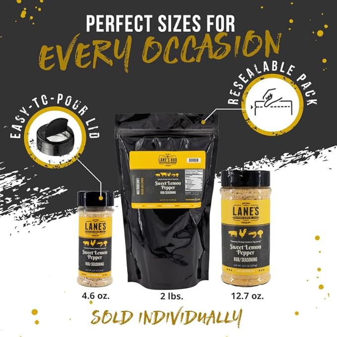 Lane's Sweet Lemon Pepper Seasoning, All-Natural Lemon Seasoning Blend with Citrus, Lemon Pepper