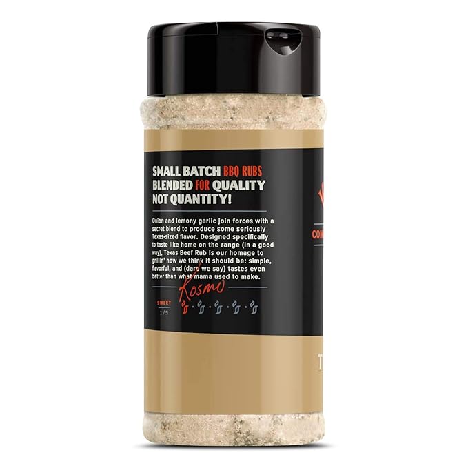 Kosmos Q Texas Beef Dry Rub, Steak Seasoning with Garlic, Onion, Lemon & Savory Spices for Steak