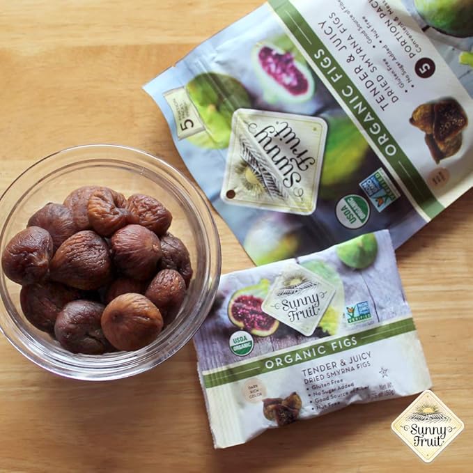 Sunny Fruit Organic Dried Fruit Assortment - Prunes, Figs & Apricots Variety, 3 Bags (15 Individual