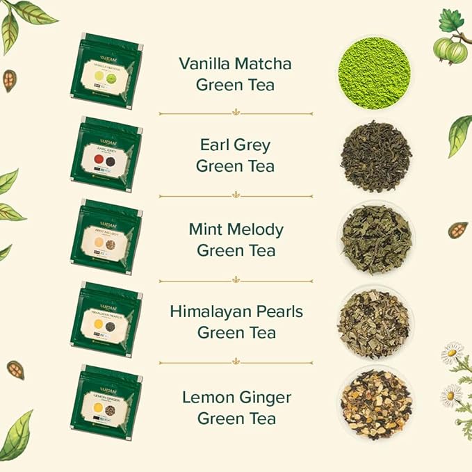 VAHDAM, Assorted Green Tea Loose Leaf Tea Gift Set (10 Flavors) Gift Ideas for Women & Men | Exotic