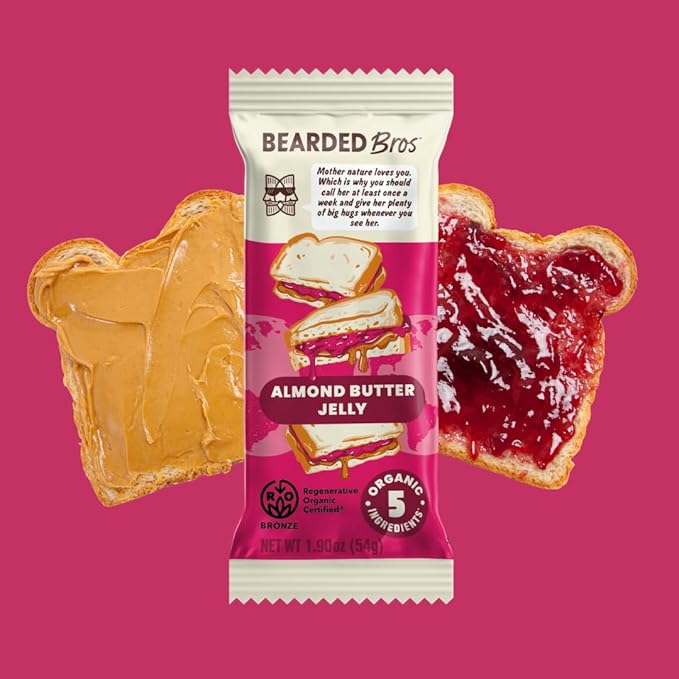 Bearded Brothers, Organic Vegan Protein Energy Bars, Almond Butter Jelly (10 Pack) - Gluten Free