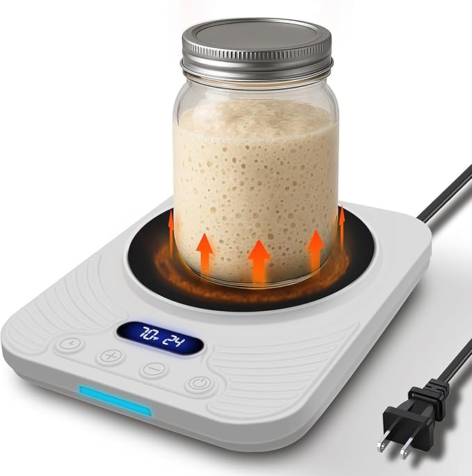 Sourdough Starter Warmer – Precise Thermostat (70-110°F), Intelligent Memory & 24H Timer Function