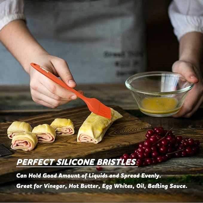 Walfos Silicone Basting Pastry Brush, Heat Resistant Pastry Brush Set, Strong Steel Core and