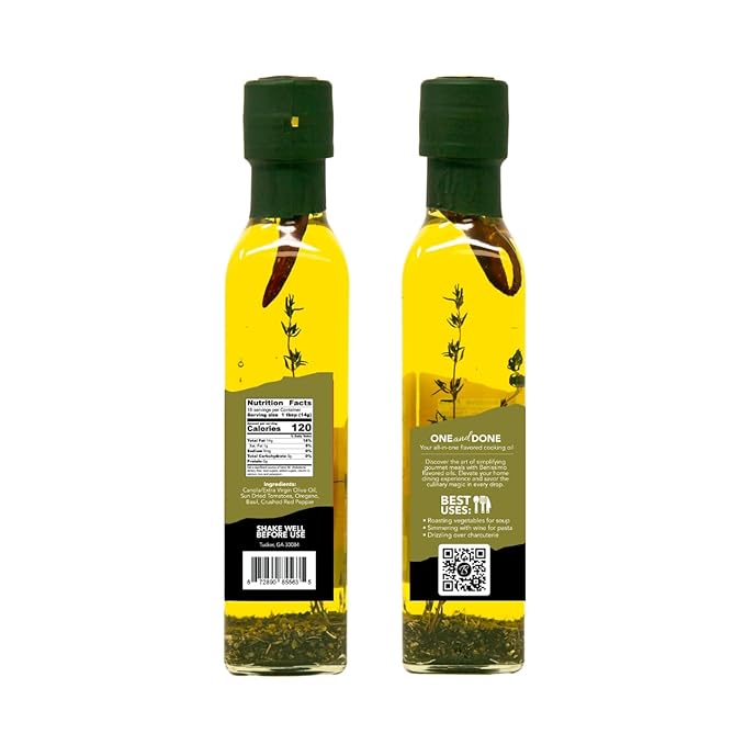 Benissimo Basil and Sun Dried Tomato Herb Infused Oil, All Natural Gourmet Cooking Oil with