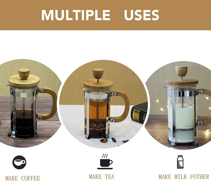 Sivaphe 12 oz French Press Coffee/Tea Maker Single Cup Espresso Press Stainless Steel Filter 0.35L