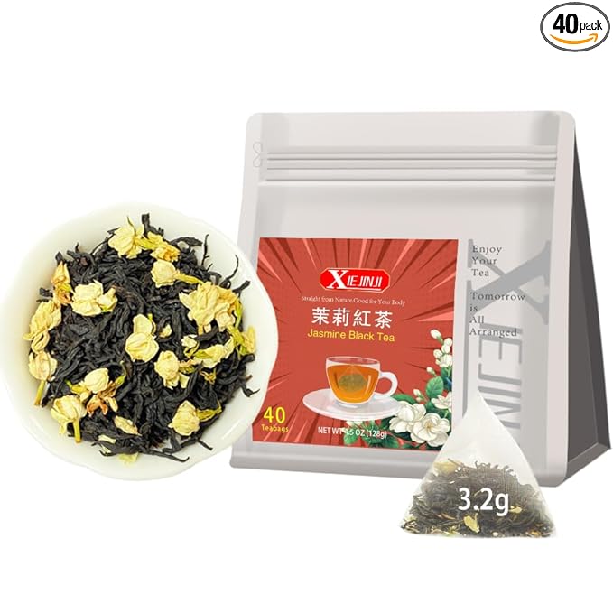 XIEJINJI Jasmine Black Tea - 40 Count, Special Blend Black Tea with Jasmine, Fragrant Floral Aroma