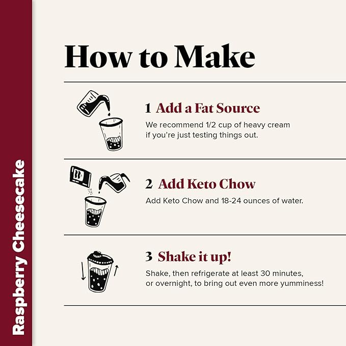 Keto Chow Raspberry Cheesecake | Keto Meal Replacement Shake Powder | Nutritionally Complete | Low