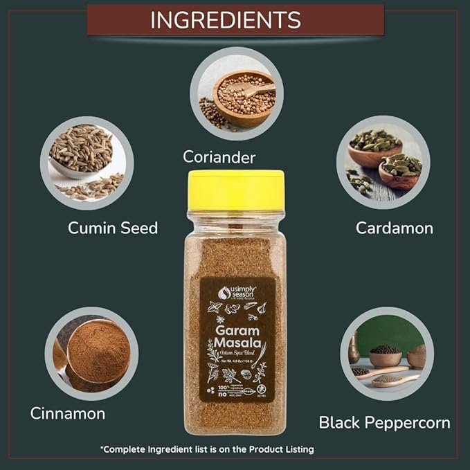 USimplySeason Garam Masala Spice Blend (4.8oz) - Warm & Aromatic Spice for Indian-Inspired Dishes &