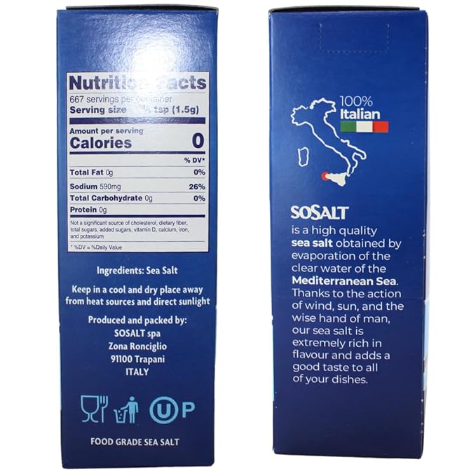 SOSALT DAL MARE DI TRAPANI Kosher Certified Coarse Sea Salt from Trapani, Sicily, Naturally Farmed