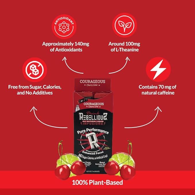 Rebellious Courageous Cherry Lime Organic Drink Mix ??Zero Calorie Energy Drink Mix | Monk Fruit &