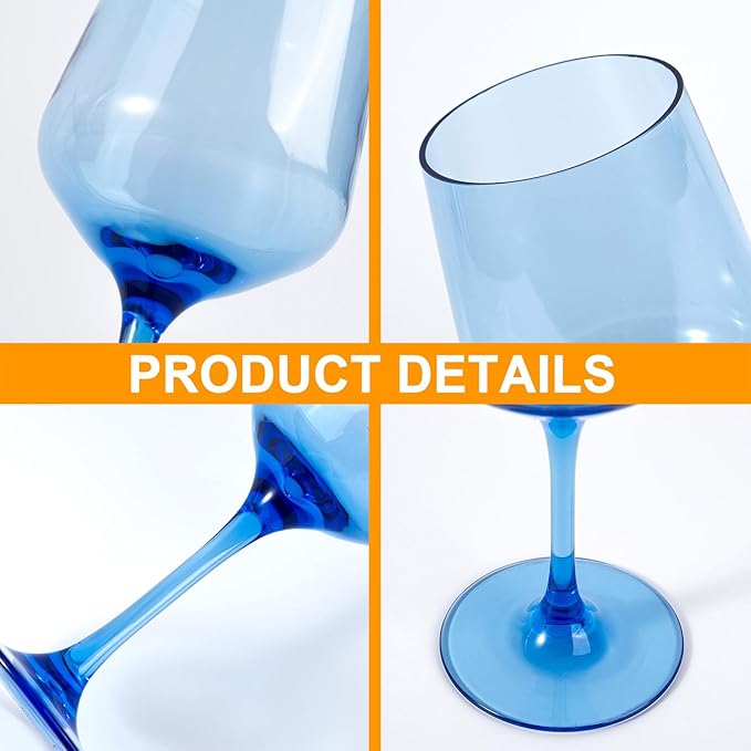 KOXIN-KARLU Unbreakable Classic 18 ounce All-Purpose Plastic Stem Wine Glasses Acrylic Glasses, set