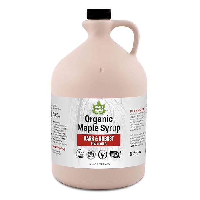 Maple Valley Organic Pure Maple Syrup, Dark & Robust Better Than Pancake Syrup, Use for Coffee or