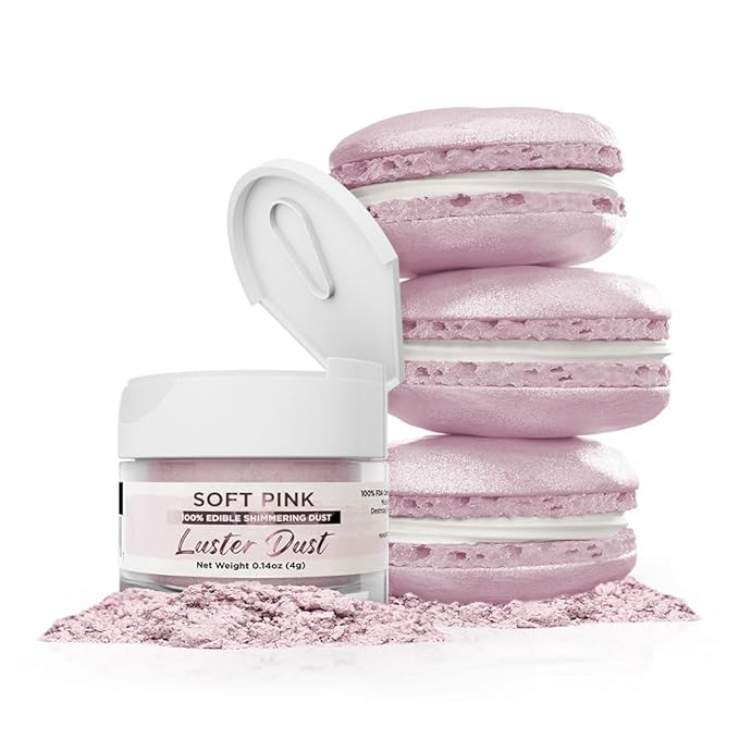 Luster Dust - Soft Pink (4g 1x Jar) | Edible Vegan Dust & Paint for Cake Decorating, Ice Cream