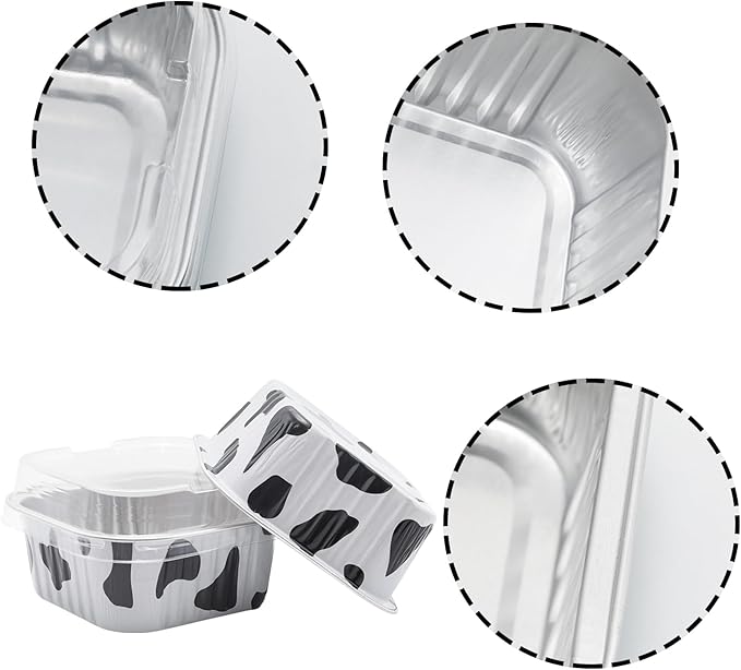 100 Pack 5oz Aluminum Pans with Lids Mini Square Foil Baking Cups with Lids Cupcake Baking Holders