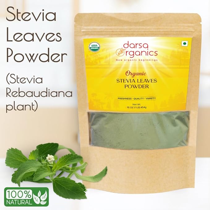 Stevia Powder 16 oz - Premium Grade USDA Organic Certified Plant Based Stevia Extract Powder for