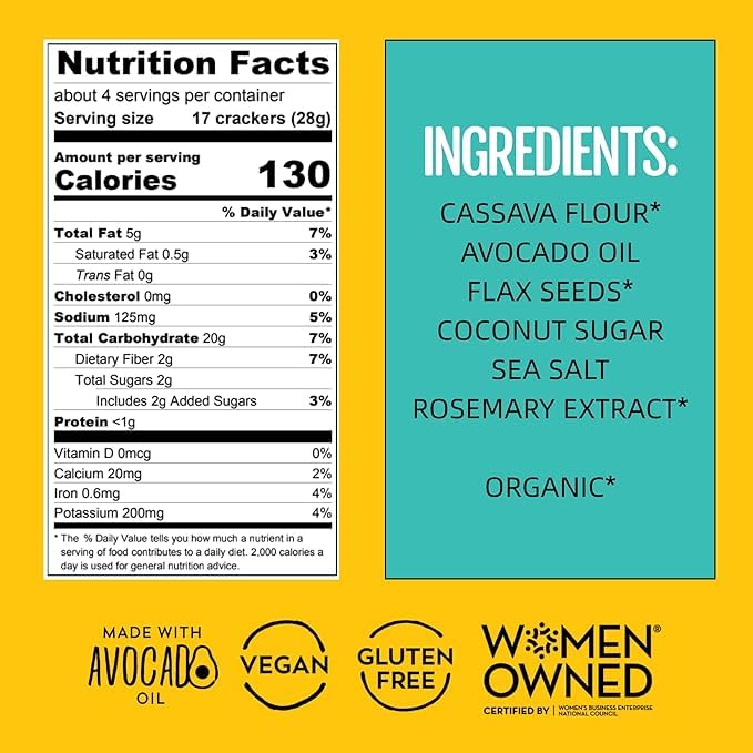 Sunnie Gluten Free Crackers - Healthy Grain Free Sea Salt Crackers, Snacks for Kids & Adults, Made