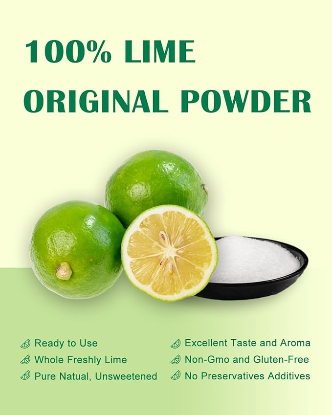 ORGFUN Original Lime Powder, Whole Lime Juice Freeze Dried Powder, Great for Cocktails, Drinks