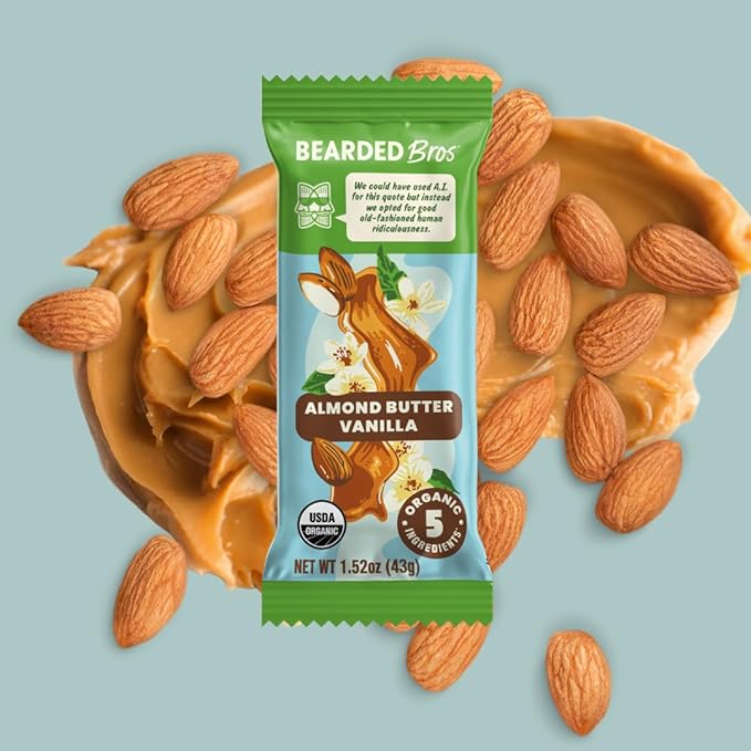 Bearded Brothers, Organic Vegan Protein Energy Bars, Almond Butter Vanilla (12 Pack) - Gluten Free