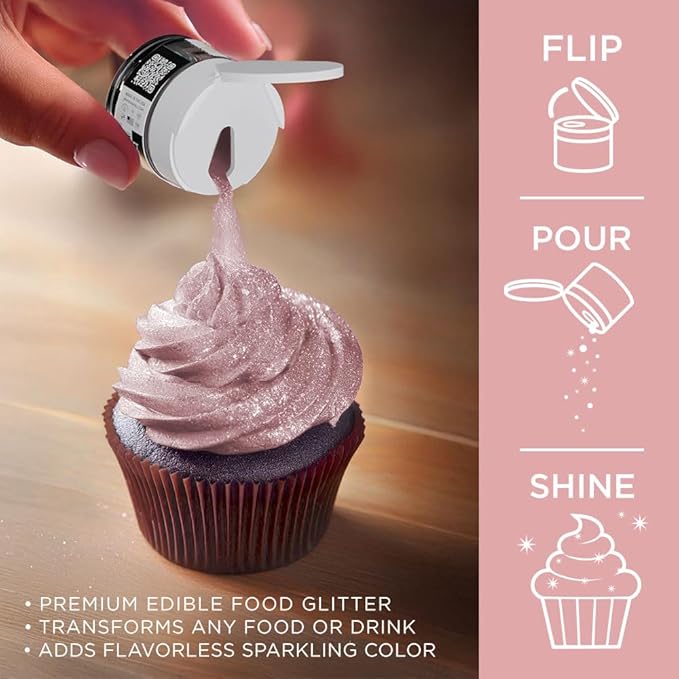 Bakell - Rose Gold Tinker Dust (5g, 1x Jar) Edible Glitter for Food, Desserts, and Beverages!